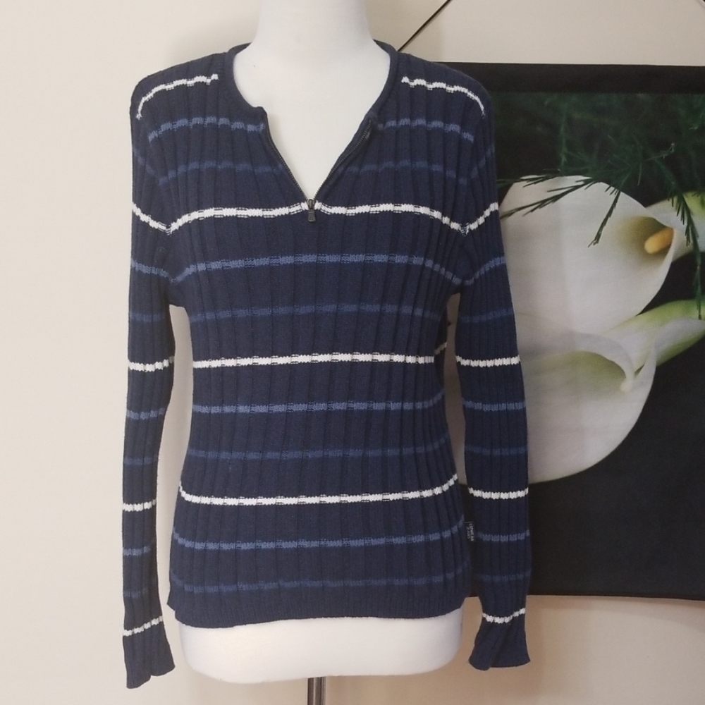 Liz Claiborne Ribbed Zip Neck Sweater